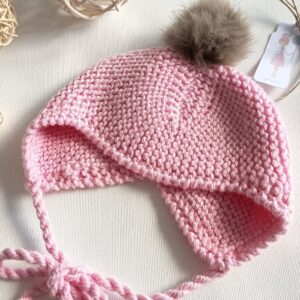 Gorro Aviador Rosa Bebé talla 3-6m