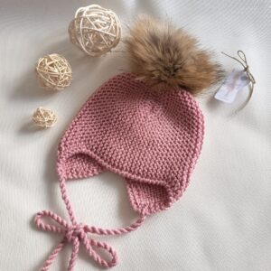 Gorro Aviador Rosa Empolvado talla 12-24m