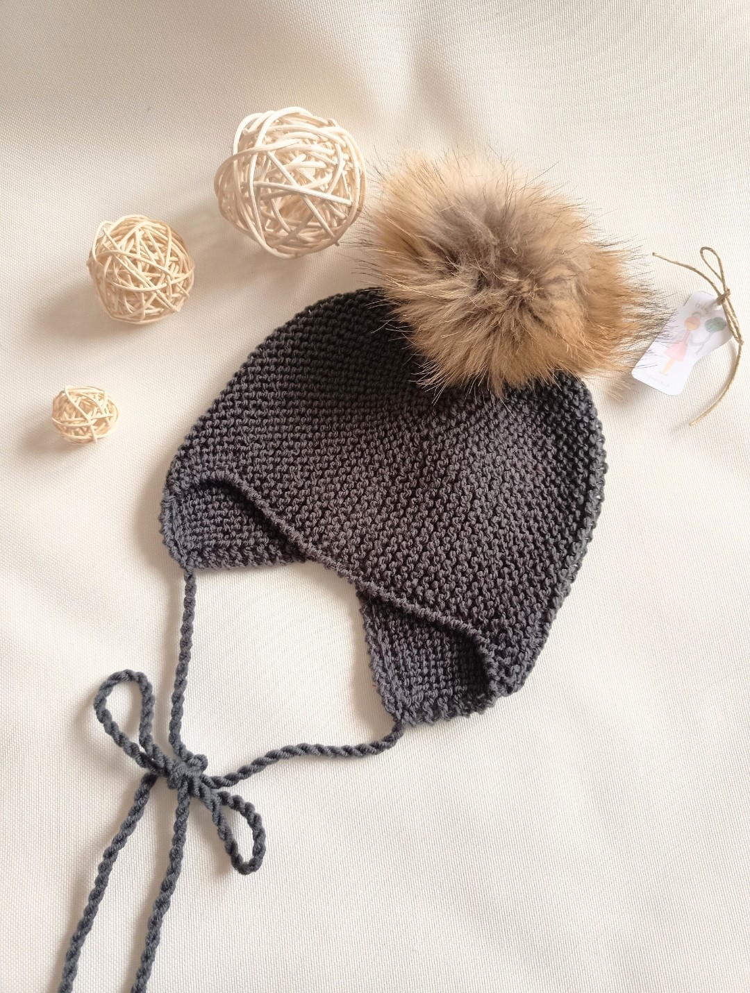 Gorro Aviador Gris Verdoso talla 12-24m