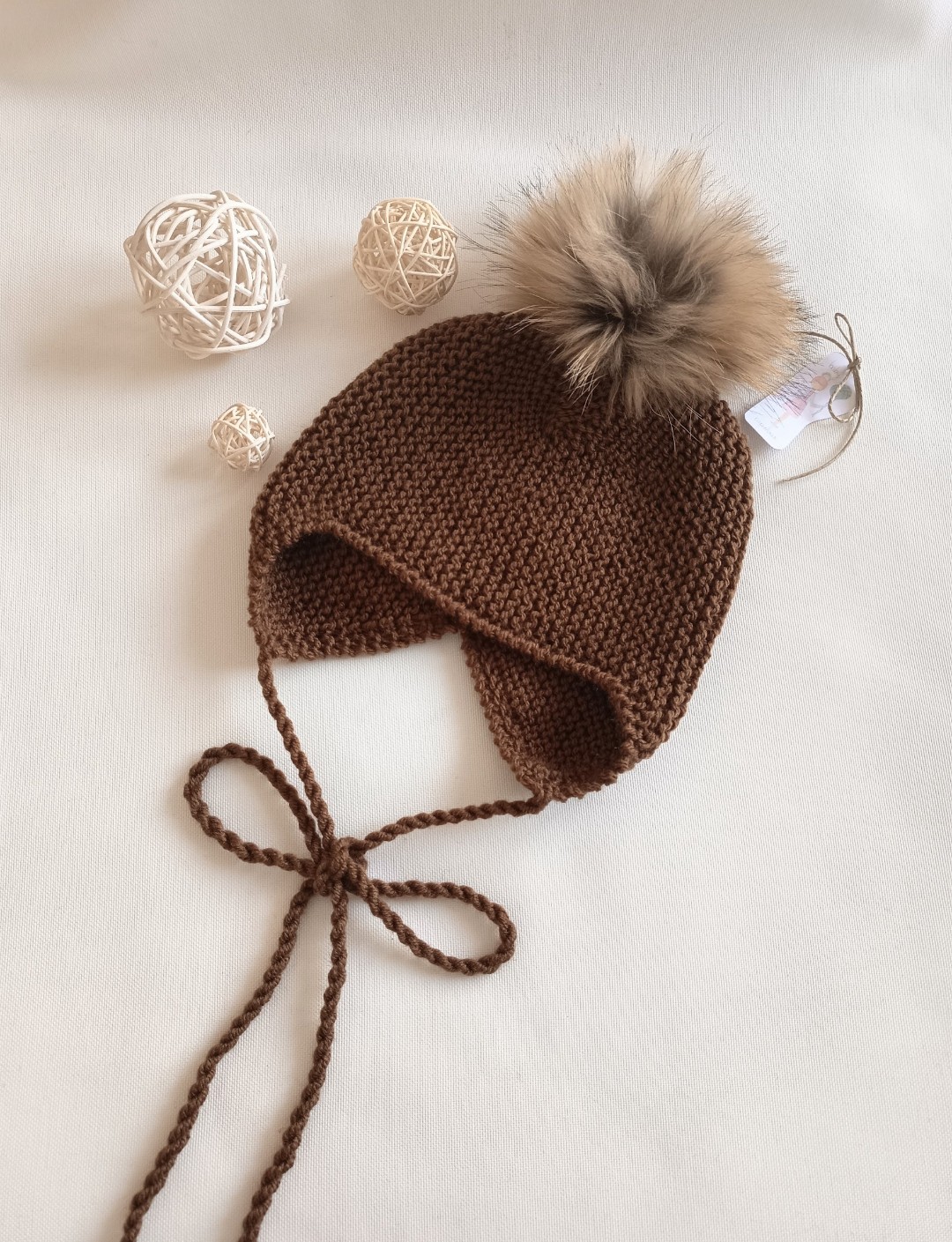 Gorro Aviador Canela talla 3-5 años